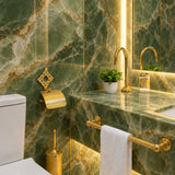 5-Piece Luxury Moroccan Brass Bathroom Set Gooseneck Tap • Towel Ring • Toilet Roll Holder • Engraved Toilet Brush Holder • Brass Toothbrush Holder (Copy).rf1