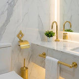 5-Piece Luxury Moroccan Brass Bathroom Set Gooseneck Tap • Towel Ring • Toilet Roll Holder • Engraved Toilet Brush Holder • Brass Toothbrush Holder (Copy).rf1