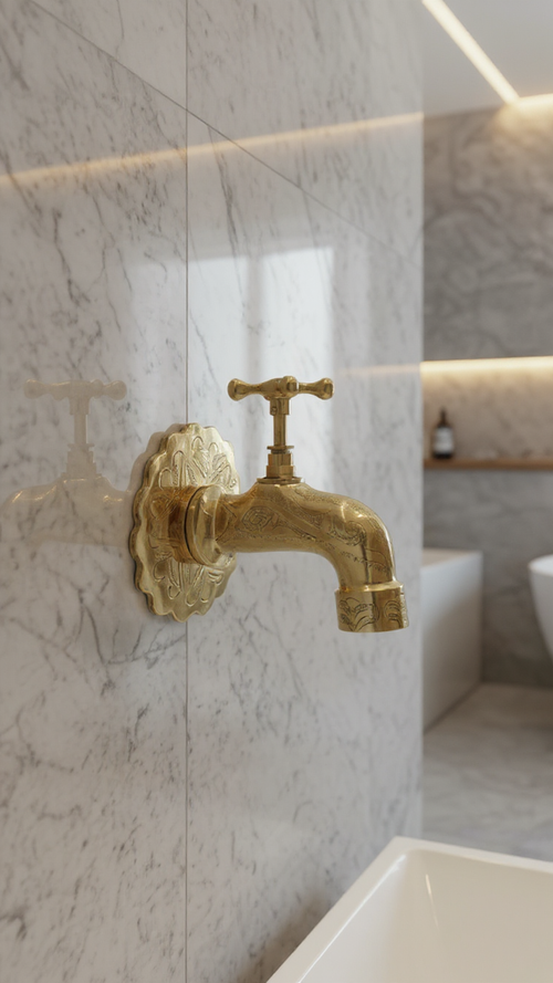 Handcrafted Moroccan Brass Faucet – Traditional Engraved Hammam