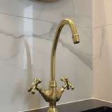 Handmade Unlacquered Brass Faucet – Moroccan High Arch Tap for Vessel Sinks .