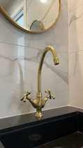 Handmade Unlacquered Brass Faucet – Moroccan High Arch Tap for Vessel Sinks .
