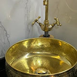 Custom Hammered Brass Sink – Vintage Bathroom Vessel with Antique Finish