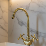 Handmade Unlacquered Brass Faucet – Moroccan High Arch Tap for Vessel Sinks .