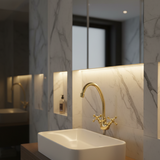 Handmade Unlacquered Brass Faucet – Moroccan High Arch Tap for Vessel Sinks .