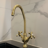 Handmade Unlacquered Brass Faucet – Moroccan High Arch Tap for Vessel Sinks .