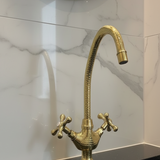 Handmade Unlacquered Brass Faucet – Moroccan High Arch Tap for Vessel Sinks .