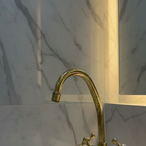Handmade Unlacquered Brass Faucet – Moroccan High Arch Tap for Vessel Sinks .