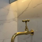 Handmade Unlacquered Brass Wall Mount Faucet – Moroccan Sand Cast Tap.