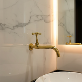 Handmade Unlacquered Brass Wall Mount Faucet – Moroccan Sand Cast Tap.