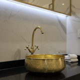Custom Hammered Brass Sink – Vintage Bathroom Vessel with Antique Finish