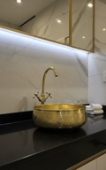 Custom Hammered Brass Sink – Vintage Bathroom Vessel with Antique Finish