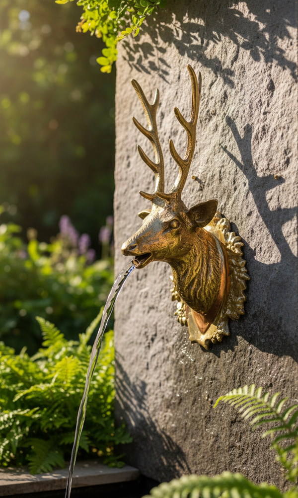 Handmade Moroccan Brass Deer Head Faucet – Luxury Antique Stag Water Spout – Fez Artisan Craft.