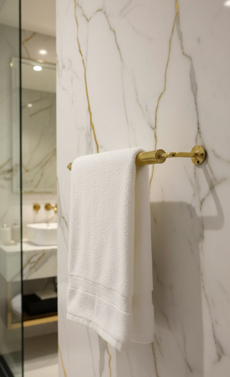 Unlacquered Brass Towel Rod Holder, Bathroom Hardware Towel Hanger, Bathroom Accessories.