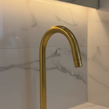 Heritage Gooseneck Kitchen Tap - Solid Unlacquered Brass .