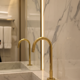 Heritage Gooseneck Kitchen Tap - Solid Unlacquered Brass .