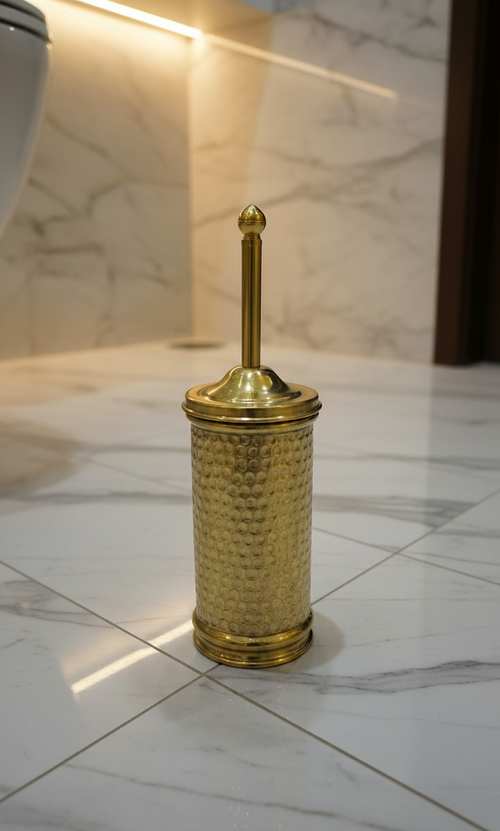 Handmade Engraved Brass Toilet Brush Holder – Luxury Bathroom Accessory
