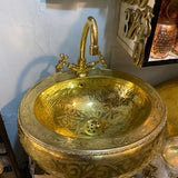 Custom Hammered Brass Sink – Vintage Bathroom Vessel with Antique Finish