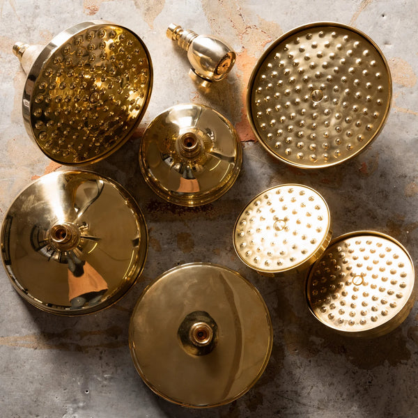 Handcrafted Unlacquered Brass Circular Rain Shower Head