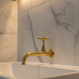 Handmade Unlacquered Brass Wall Mount Faucet – Moroccan Sand Cast Tap.